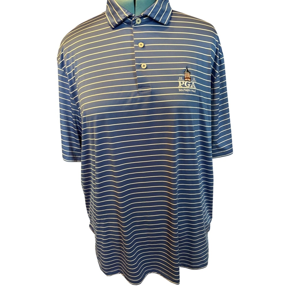 RLX Ralph Lauren Mens XL 2022 PGA Southern Hills Golf Polo Shirt Blue Striped